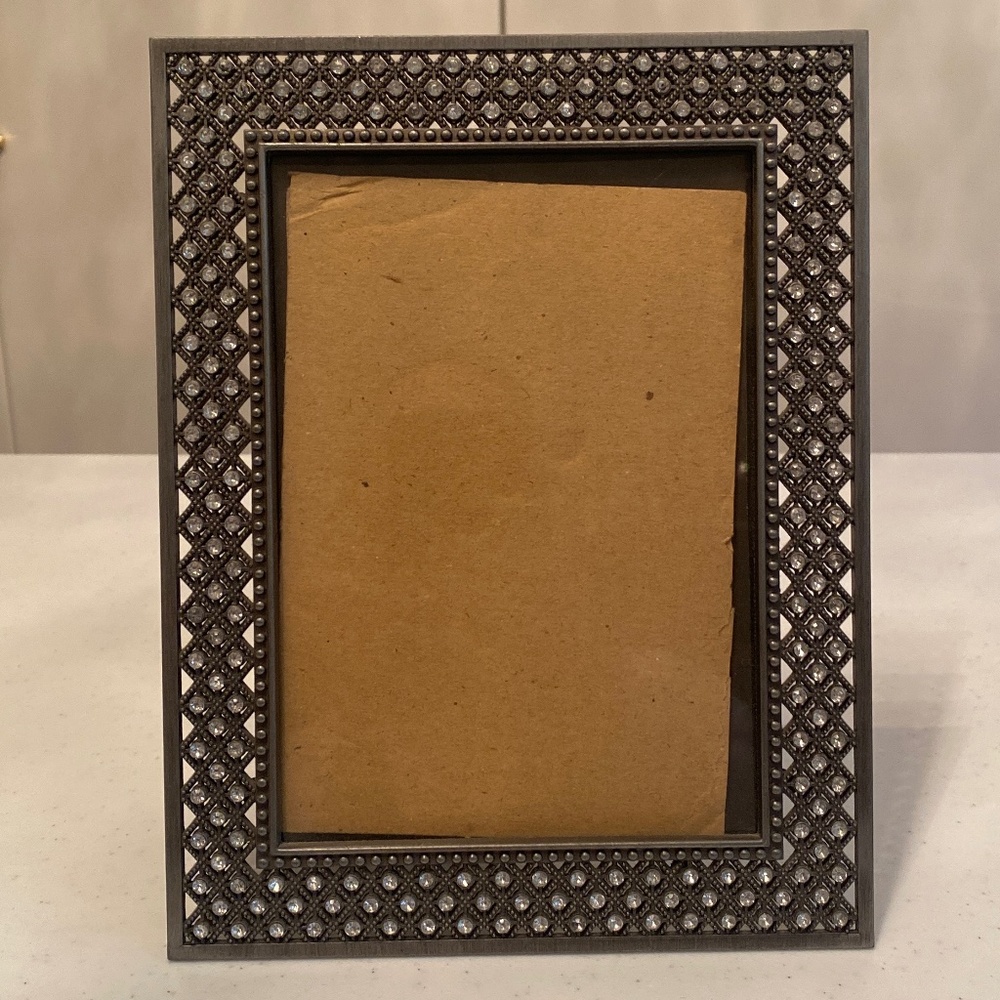 Michael’s - Gunmetal Picture Frame with Latticework & Crystal Details